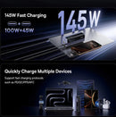 Power bank BASEUS EnerGeek GR11 gris espacial, 145W, 20000mAh, con cable retráctil integrado.