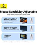 Mouse ergonómico inalámbrico Bluetooth BASEUS F02 color blanco luna, diseño curvo para comodidad y precisión.