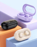 Auriculares TWS in-ear Toocki Sleep Comfort negros, compactos y ergonómicos, perfectos para dormir, con estuche de carga.
