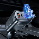 Cargador de auto Toocki PD USB C+C+A (BLACK) de 105W en Guatemala - Mayorista de accesorios para autos con display y tecnología PD USB disponible en SlowBack.