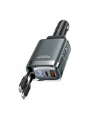 Cargador de auto Toocki PD USB C+C+A (BLACK) de 105W en Guatemala - Mayorista de accesorios para autos con display y tecnología PD USB disponible en SlowBack.