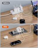 Adaptador convertidor universal Toocki USB-C y USB-A de 20W, color blanco, ideal para viajes y carga rápida.