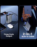 Power bank Toocki Energy Cube 20000 mAh, con cable integrado, pantalla LCD y carga rápida 65W.
