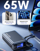 Power bank Toocki Energy Cube 20000 mAh, con cable integrado, pantalla LCD y carga rápida 65W.