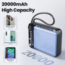 Batería externa Toocki de 20000 mAh con cable incorporado, indicador LCD y carga rápida 22.5W.