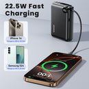 Batería externa Toocki de 20000 mAh con cable incorporado, indicador LCD y carga rápida 22.5W.