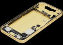 Tapa trasera amarilla iPhone 14 US con puerto de carga y pequeñas partes OEM.