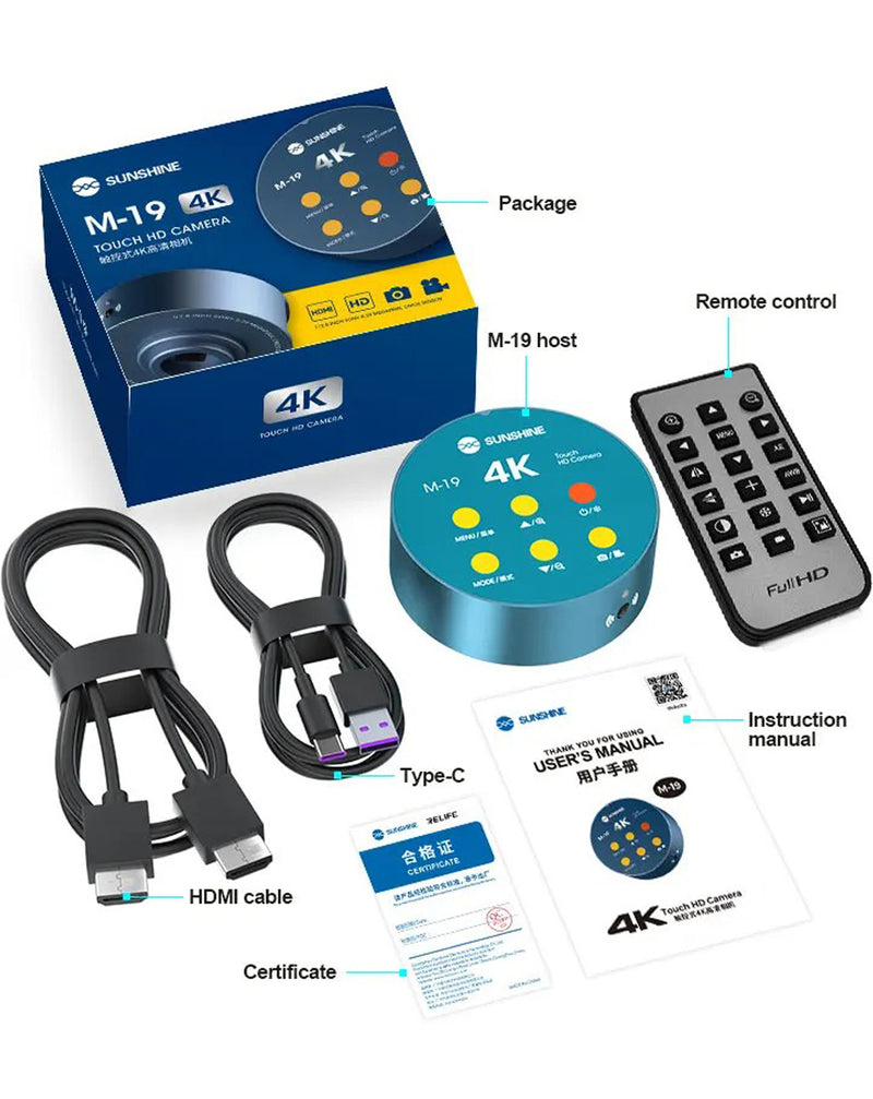 Compra el Microscopio SUNSHINE M-19 4K HD con cámara y pantalla táctil en Guatemala para tener la mejor calidad de imagen en tus análisis.