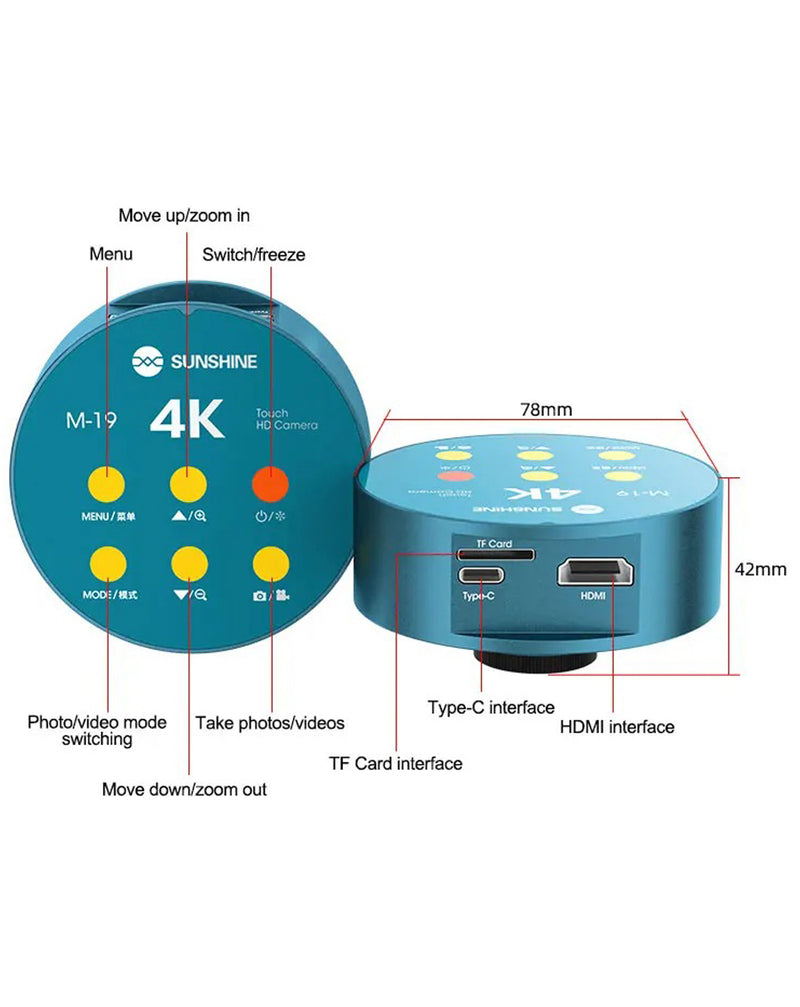 Compra el Microscopio SUNSHINE M-19 4K HD con cámara y pantalla táctil en Guatemala para tener la mejor calidad de imagen en tus análisis.