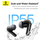 Auriculares in-ear Baseus Bass BP1 NC True Wireless negros, con estuche de carga compacto, ideales para audio móvil.