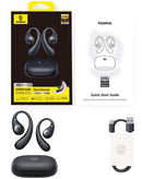Auriculares BASEUS Eli Sport 2 true wireless de oído abierto en color negro cósmico con diseño ergonómico.