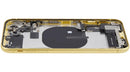Tapa trasera amarilla para iPhone 11 (A2111) con puerto de carga y piezas pequeñas, grado B OEM.
