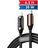 Encuentra en Guatemala el cable USB C-L Non-MFI Toocki de 20W con display y carga rápida.