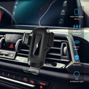 Cargador inalámbrico Toocki de 15W para auto, color negro, con soporte de ventilación.