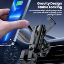 Soporte de auto Toocki Gravity negro para smartphone, con agarre de rejilla de ventilación.