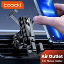 Soporte de auto Toocki Gravity negro para smartphone, con agarre de rejilla de ventilación.