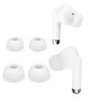 Auriculares TWS in-ear Toocki blancos, cómodos para dormir, con estuche de carga.