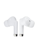 Auriculares TWS in-ear Toocki blancos, cómodos para dormir, con estuche de carga.