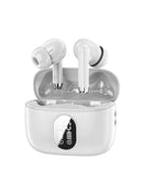 Auriculares TWS in-ear Toocki blancos, cómodos para dormir, con estuche de carga.