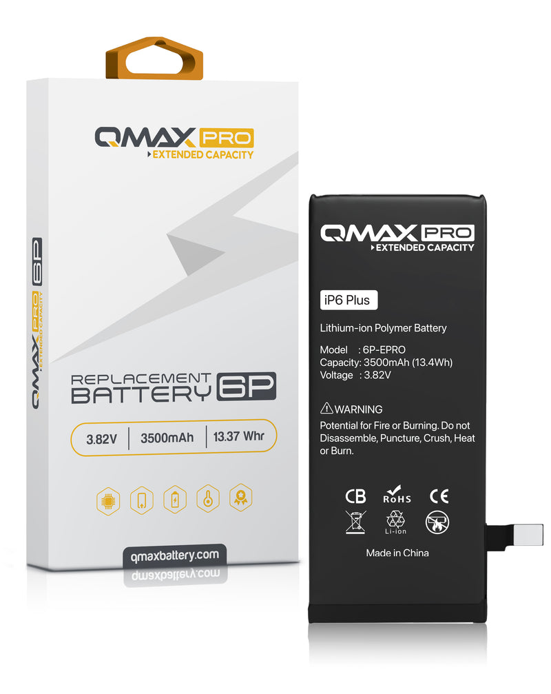 Batería QMAX Pro de 3500 mAH para iPhone 6 Plus disponible en Guatemala para reparaciones y mayoristas.