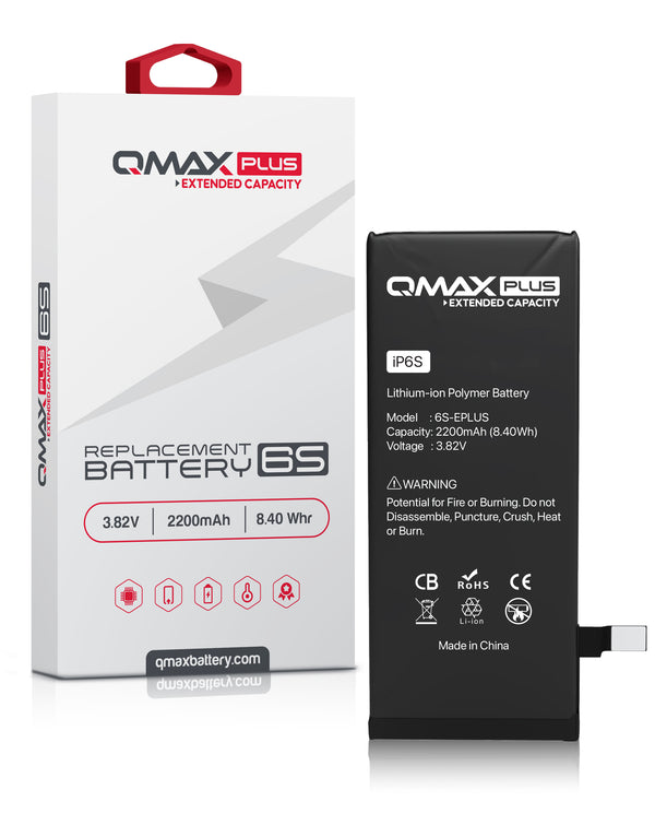 Encuentra en Guatemala baterías con capacidad extendida QMAX Plus de 2200 mAh para iPhone 6S en nuestro taller especializado.