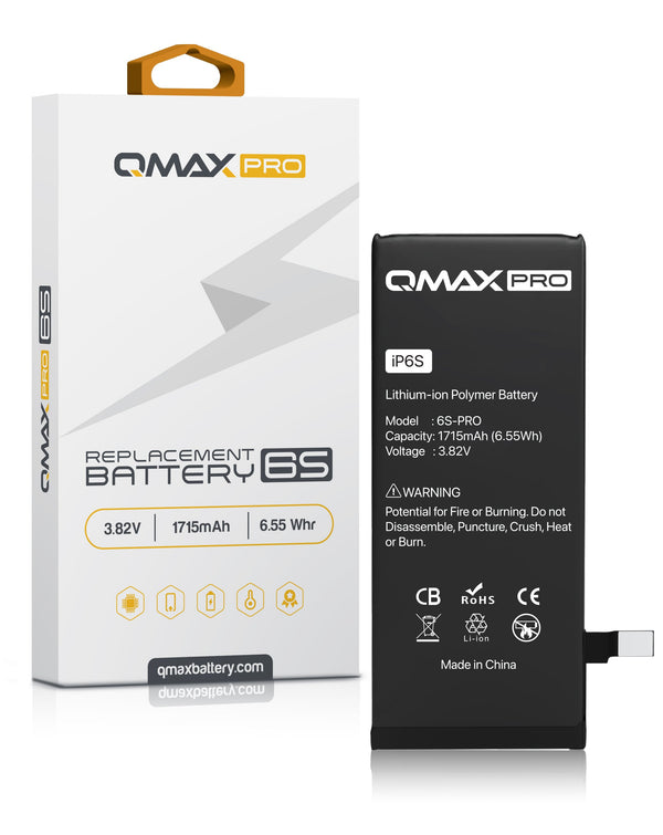 Reparación de batería QMAX Pro iPhone 6S en Guatemala, encuentra el mayorista de baterías con etiqueta 1715 mAH en talleres especializados.