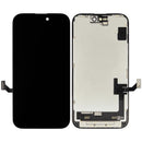 Pantalla OLED usada OEM para iPhone 15 con cable flex de sensor de luz, ideal para reparación de pantalla rota.