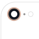 Repuesto de lente de cámara trasera con soporte y bisel para iPhone 8 en Guatemala, pack de 10 unidades en color dorado con cristal de zafiro real premium.