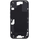 Mid-frame housing negro para iPhone 16 A3081 con botones de encendido y volumen, repuesto Aftermarket Plus.