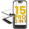 Reparación y reemplazo de cristal con OCA preinstalado y película polarizadora para iPhone 15 Pro en Guatemala.