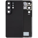 Tapa trasera negra para Samsung Galaxy S26 Ultra con lente de cámara, repuesto de vidrio trasero.