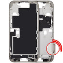 Chasis medio iPhone 16 Pro Max Natural Titanium con botones de encendido y volumen, versión EU/Global, repuesto Aftermarket Plus.