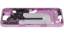 Carcasa intermedia rosa brillante para iPhone 16 Plus (A3082) con botones de encendido y volumen.