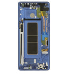 Pantalla OLED azul usada para Samsung Galaxy Note 8, con marco, ideal para reparación de display roto.