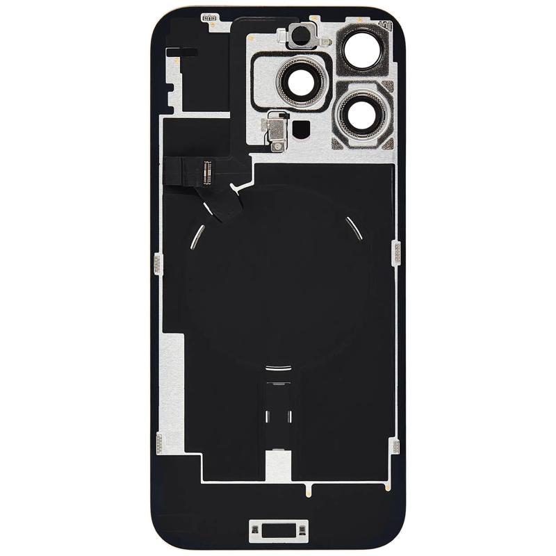Compra una tapa trasera usada OEM para iPhone 16 Pro Max en Guatemala con placa de acero, carga inalámbrica NFC, MagSafe y flex de linterna.