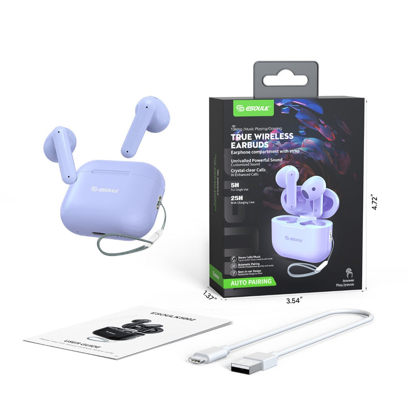 Compra los auriculares inalámbricos True Wireless Esoulk (PURPLE) en Guatemala con la mejor calidad y precio.