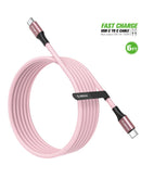 Cable de carga USB C-C de 100W de la marca Esoulk en color rosa, disponible en Guatemala.