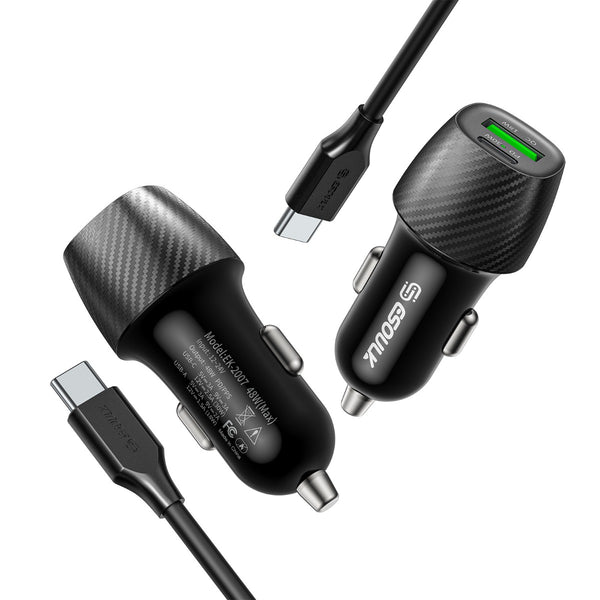 Encuentra el cargador de auto Esoulk USB C+A PD&QC de 48W en Guatemala para mayoristas de accesorios electrónicos.