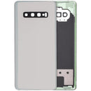 Tapa trasera de vidrio Samsung Galaxy S10 Plus Prism Silver service pack, con lente de cámara, para reparación.