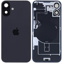 Tapa trasera con placa de acero con carga inalambrica NFC MagSafe y flex de linterna compatible para iPhone 16 Plus (original) (Negro)