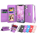 Funda billetera de cuero elegante para iPhone 11 Pro Max en Guatemala, variedad de colores disponibles.