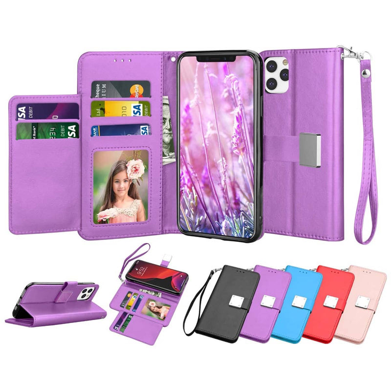 Funda billetera de cuero elegante para iPhone 11 Pro Max en Guatemala, variedad de colores disponibles.