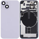 Tapa trasera con placa de acero con carga inalámbrica NFC MagSafe y flex de linterna compatible para iPhone 14 (OEM original usado: Grado A) (Morado)