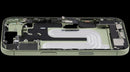 Mid-frame housing iPhone 17 (A3280, A3281) color salvia, usado, con puerto de carga y small parts.