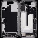 Mid-frame housing blanco OEM para iPhone 17 (US Version) con puerto de carga flex y piezas pequeñas, Grade A.