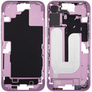 Carcasa intermedia rosa brillante para iPhone 16 Plus (A3082) con botones de encendido y volumen.