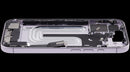 Tapa trasera lavanda de iPhone 17 US OEM usada, con puerto de carga y piezas pequeñas.