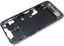 Tapa trasera iPhone 14 Midnight usada, con chasis, puerto de carga, flex y partes pequeñas para reparación.