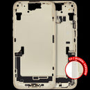 Tapa trasera amarilla iPhone 15 Plus A2847 con puerto de carga y piezas, usada, grado C.