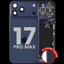 Tapa trasera azul profundo usada para iPhone 17 Pro Max A3295 con puerto de carga USB-C.